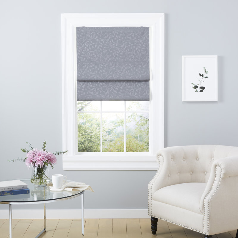 Blackout Roman Shade, Gray, 27" W x 64"L