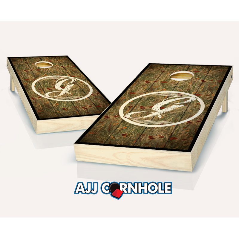 Ensemble de cornhole en bois massif monogrammé personnalisé 2 pi x 1 pi avec sacs, Rouge / bleu royal, Rouge / bleu royal