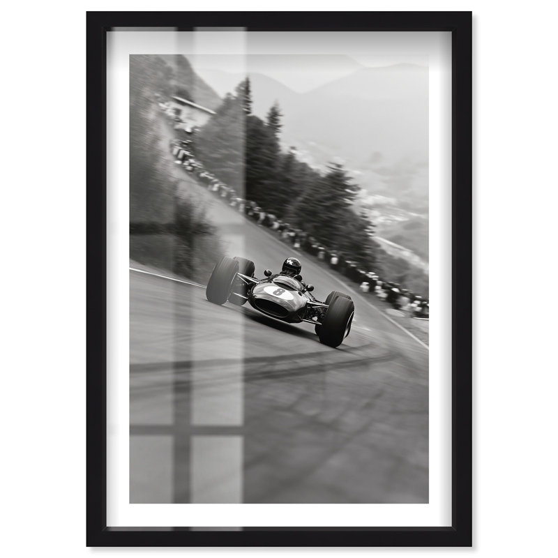 «Vintage Racecar Shadowbox Print Sports» par Notoriart, cadre noir, 11 x 16, H 16 po x l 11 po, Noir