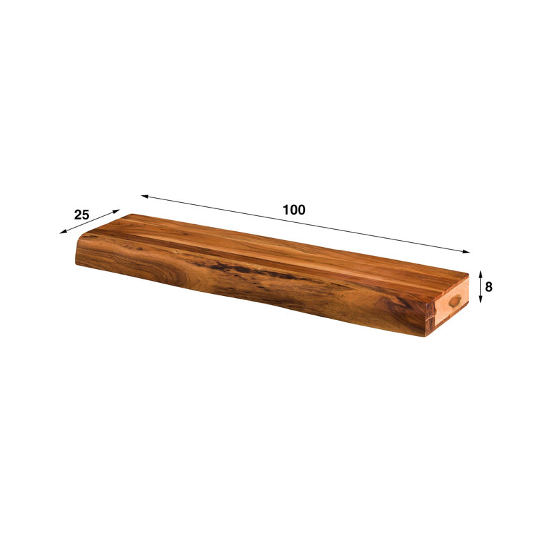 Lenexa Acacia Solid Wood Floating Shelf, 8cm H x 100cm W x 25cm D