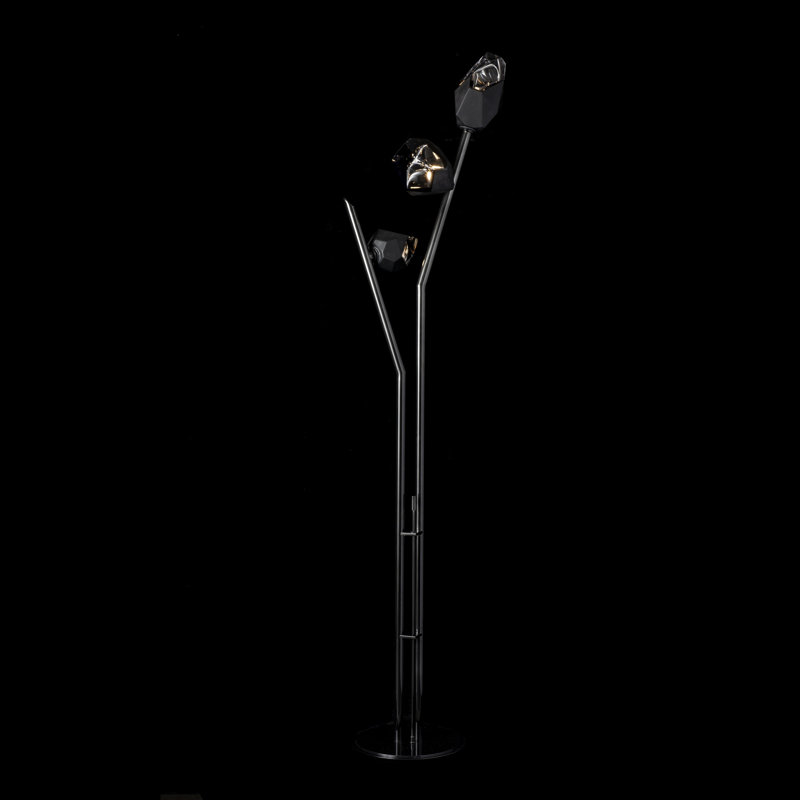 Chrysalis 74.4" Tree Floor Lamp, Black Polished Crystal, Ink