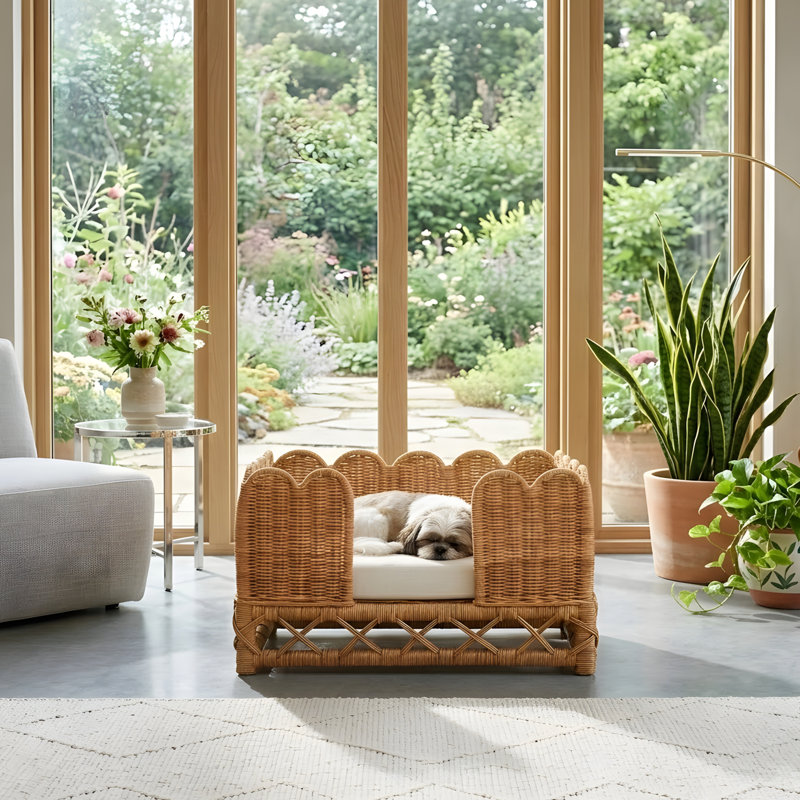Lit pour chien en rotin naturel