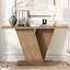 Console avec placage en bois naturel - Superbe style minimaliste, base en V stable, grand plateau de table, installation facile, capacité de 220 lb, brun, profondeur de 59,6 po, largeur de 14,26 po, hauteur classique de 34,36 po-1376624242