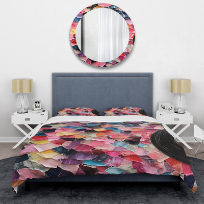 Ensemble de housse de couette rose à collage numérique Melodic Fusion III - Abstract Collages