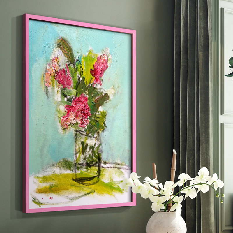 Turquoise Lilly, reproduction encadrée - bois massif, Noir, H 20 po x l 16 po