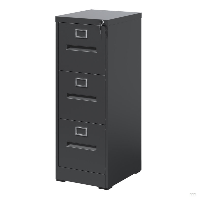 File Cabinet With Lock Metal Vertical File Cabinet Office Home, A4 Legal/Letter Size Narrow File Cabinet Locked,Assembly Required
