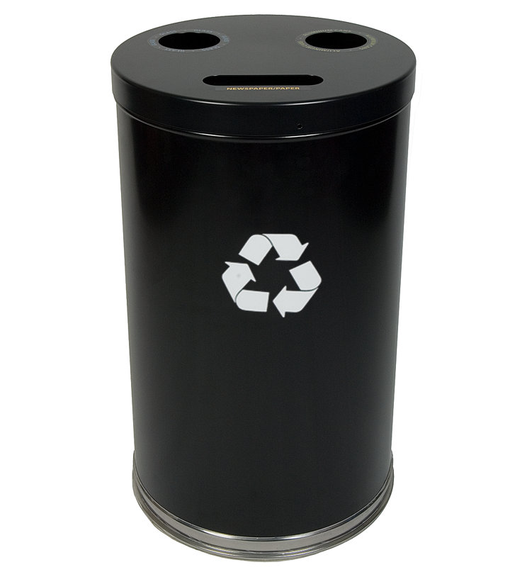 Poubelle de recyclage multi-compartiments Metal Recycling, Noir, 33