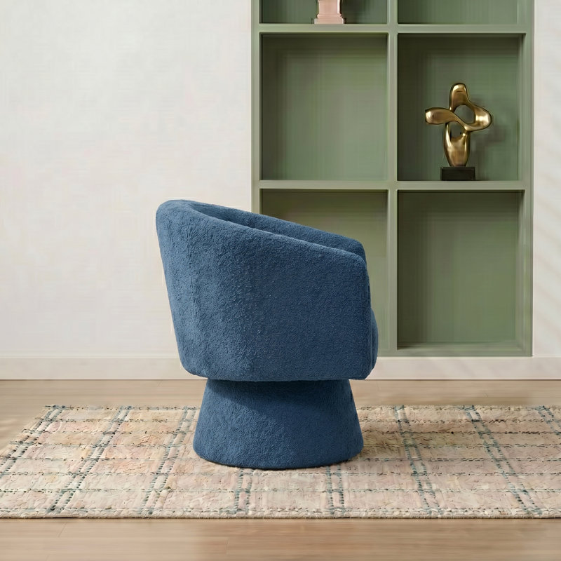 Caleigha Fabiola 27.9'' Swivel Barrel Chair, Polyester marine