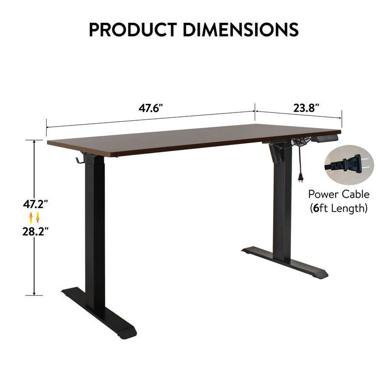 Bureau debout électrique, bureau réglable en hauteur 48 po x 24 po, table d'ordinateur ergonomique avec mémoire pré-réglée, noyer foncé