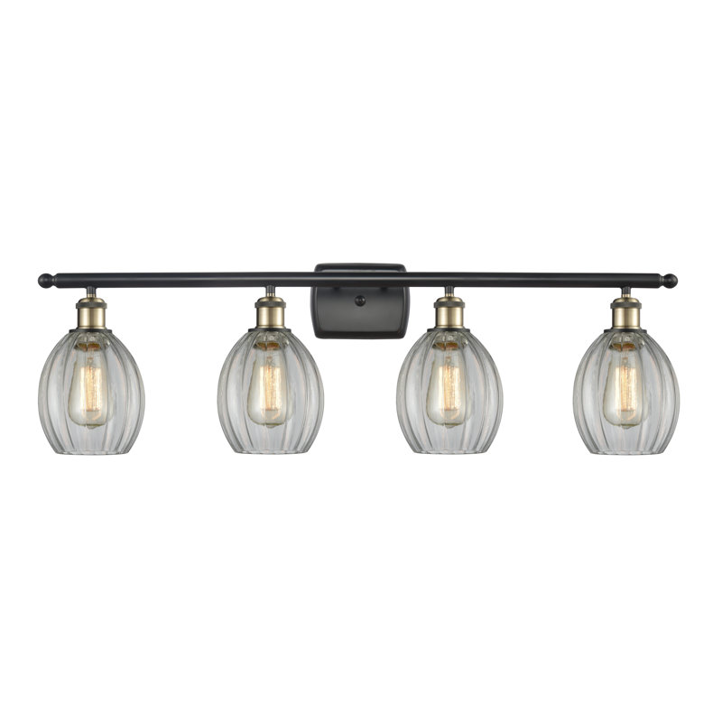 Éclairage pour meuble-lavabo 4 lumières Fleury, Transparent, Laiton antique noir, Led