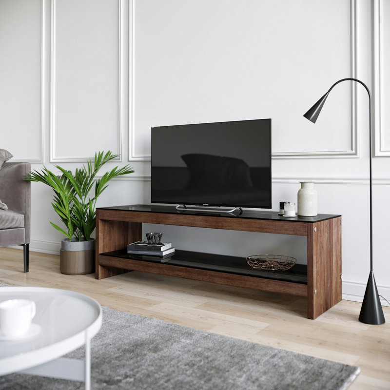 Csair Unfinished TV Stand for TVs up to 55", Smoked/Walnut