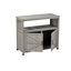 Buffet d'armoire de patio en bois de sapin massif avec table de bar d'intérieur gris, idéal pour le rangement d'outils dans les espaces de rangement, conception à lattes élégante, polyvalente et pour cour