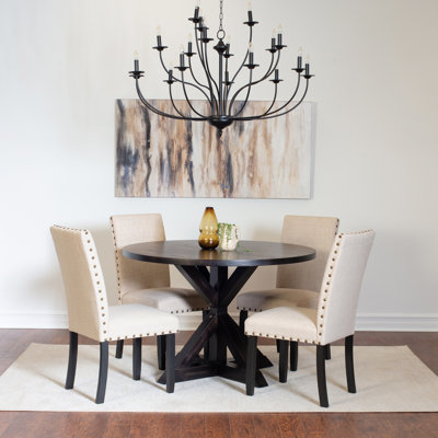 Ensemble de salle à manger 5 pièces, table à manger croisée avec 4 chaises élégantes