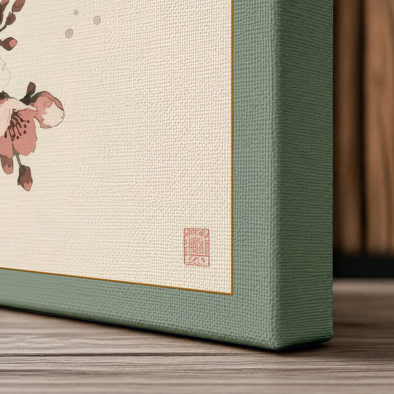 Moonlit Cherry Blossom Japandi - Wrapped Canvas, 24x16 - 61.0 x 40.6 cm, Sage Border