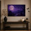 Lune violette et corbeaux volants au-dessus d'un chemin de cimetière - Toile murale d'Halloween-159335802