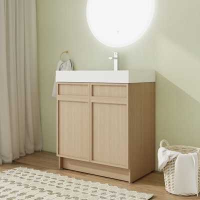 30 inch Free standing Single Bathroom Vanity With Resin Vanity Top