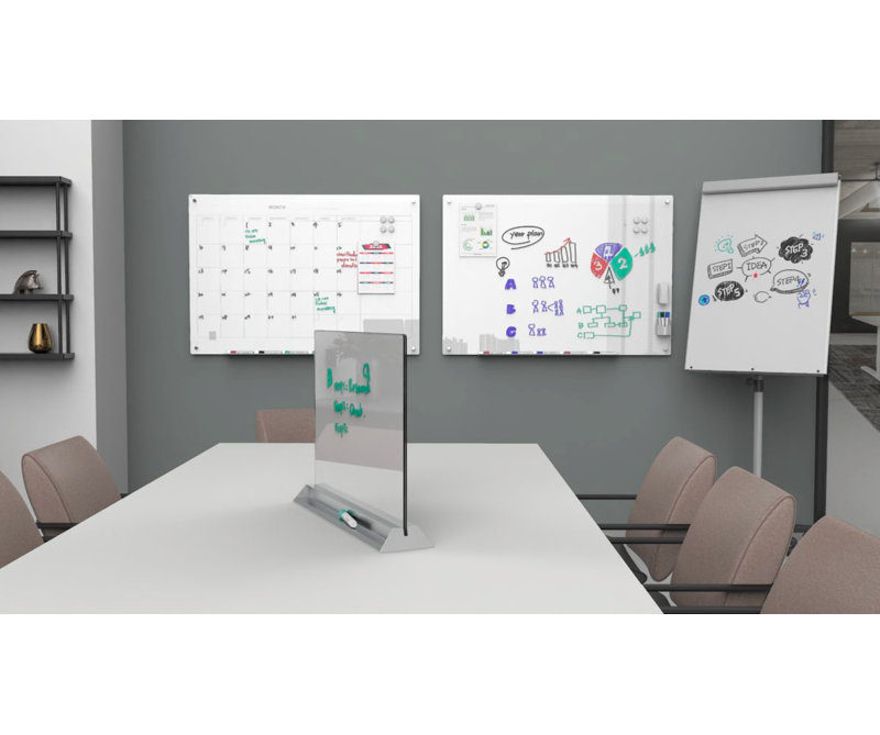 Panneau de verre audio-visuel réversible autoportant, Blanc