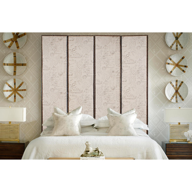Élégant écran en bois et tissu brun clair, H 84 po x l 80 po x P 1 po