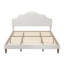 Très grand lit plateforme tapissier avec tête de lit ajustable, rembourré en tissu de lin, lit plateforme de style simple et moderne sans sommier, facile à assembler, blanc-130188589