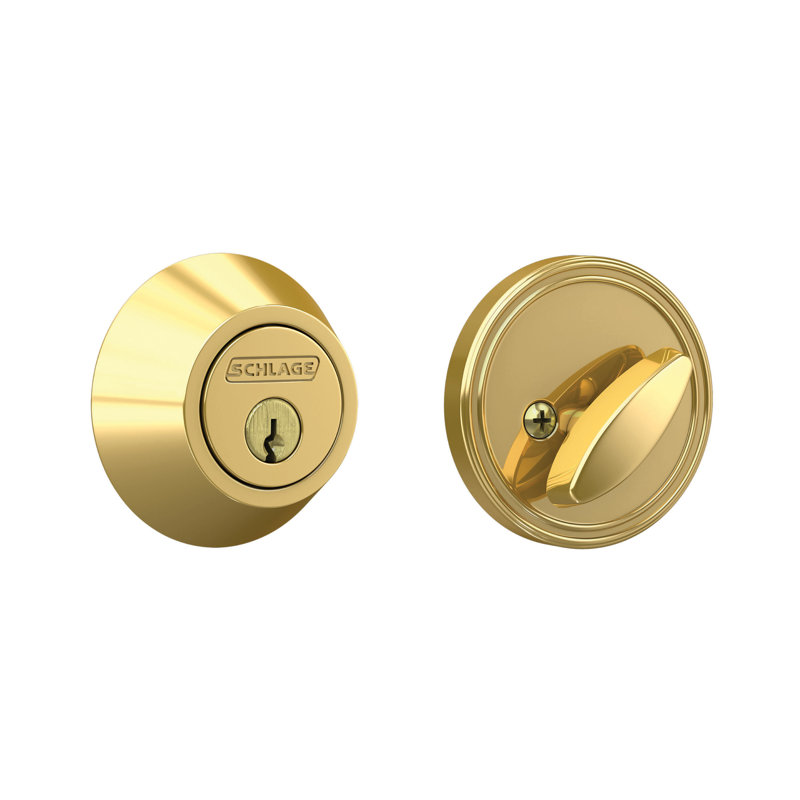 J Series Single Cylinder Deadbolt with Rosette, Bright Brass, Yes