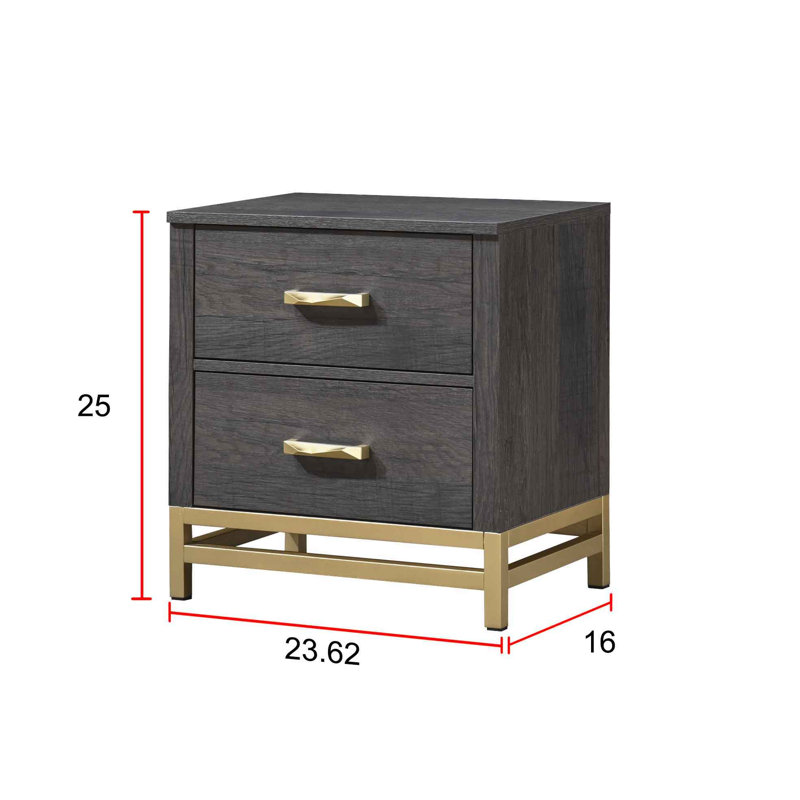 Ensemble de chambre à coucher Huntlee Yelena, Très grand, 5 pièces : Lit, 2 tables de chevet, commode, miro