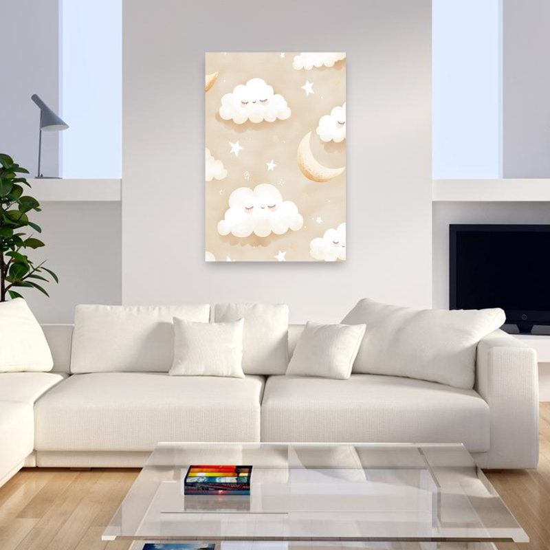«Sleepy Clouds And Stars Dreamy Peaceful Abstract Landscape Nature», reproduction d'art mural, H 48 po x l 32 po
