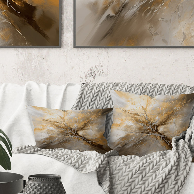 Or et argent Essence chromatique I - Coussin décoratif imprimé abstrait