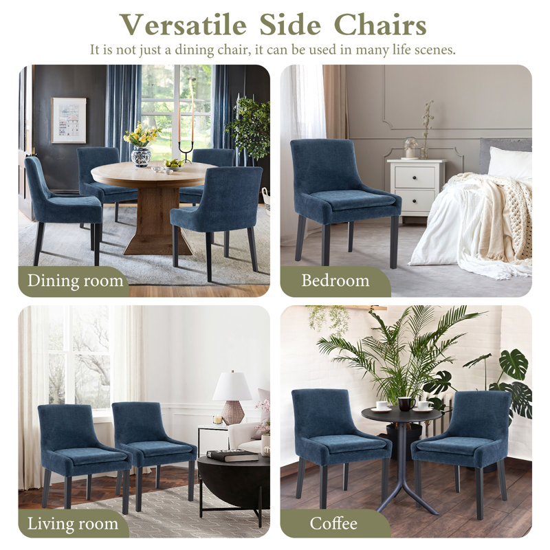 Chaise d'appoint rembourrée en velours côtelé Demarrion, Bleu
