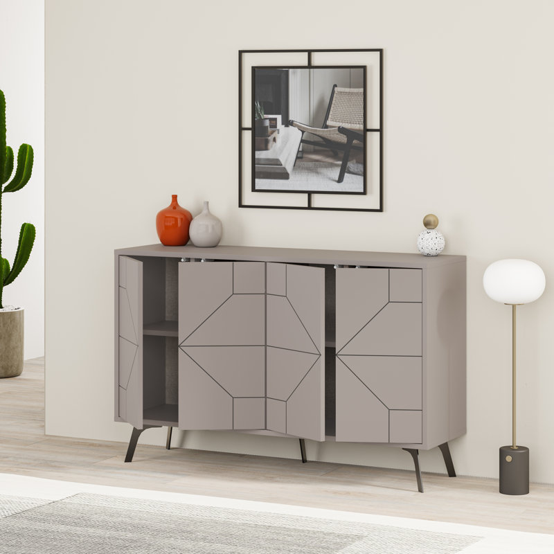Dune Console Sideboard Geometric Design Wide 123cm, Light Mocha