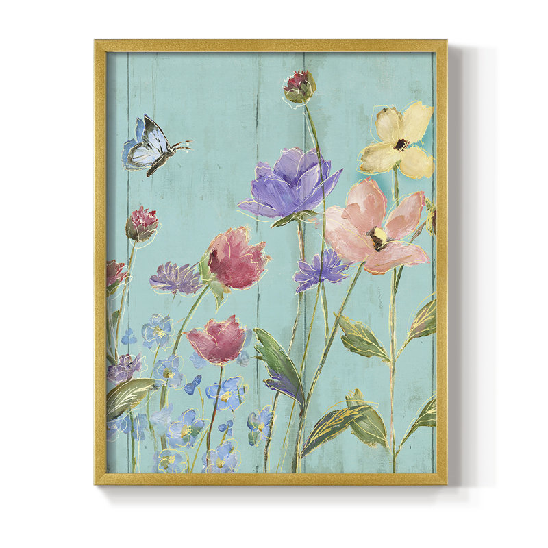 «Wildflower Flutter III», reproduction encadrée - bois massif, H 11 po x l 9 po, Doré