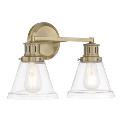 Alden 16.25'' Wide 2-Light Vanity Light- Antique Brass Clear