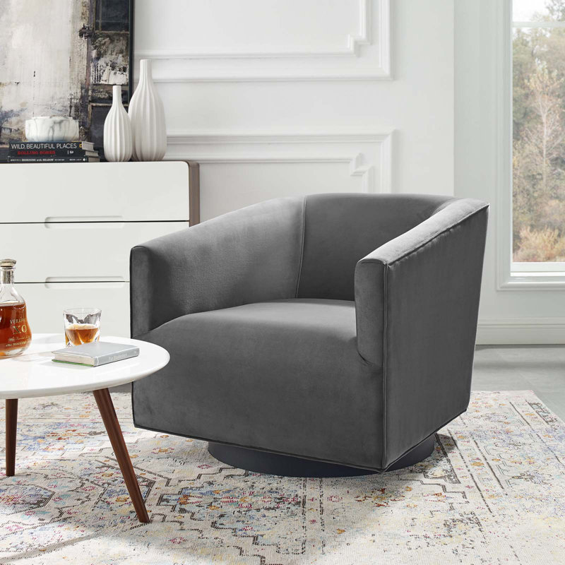 Fauteuil pivotant en velours Twist, Gris