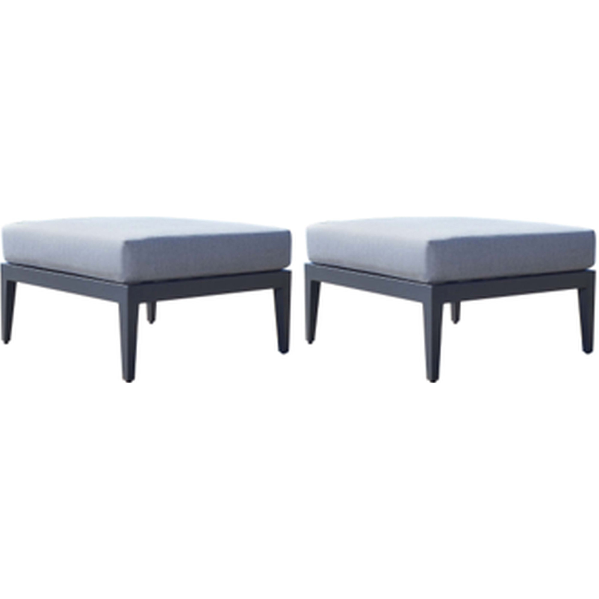 Thurgood Metal Outdoor Ottoman with Sunbrella® Cushion, Black Frame/Gray Cushion