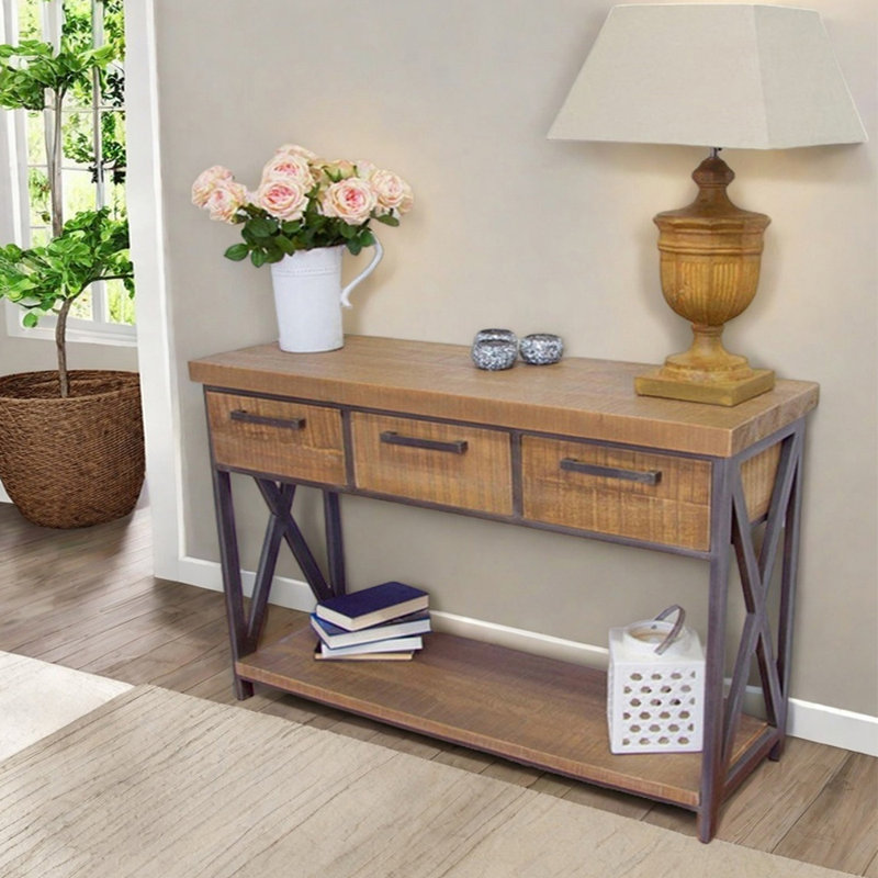 Nordic Style Solid Wood Entry Table, 33.5" H x 47.2" W x 13.8" D