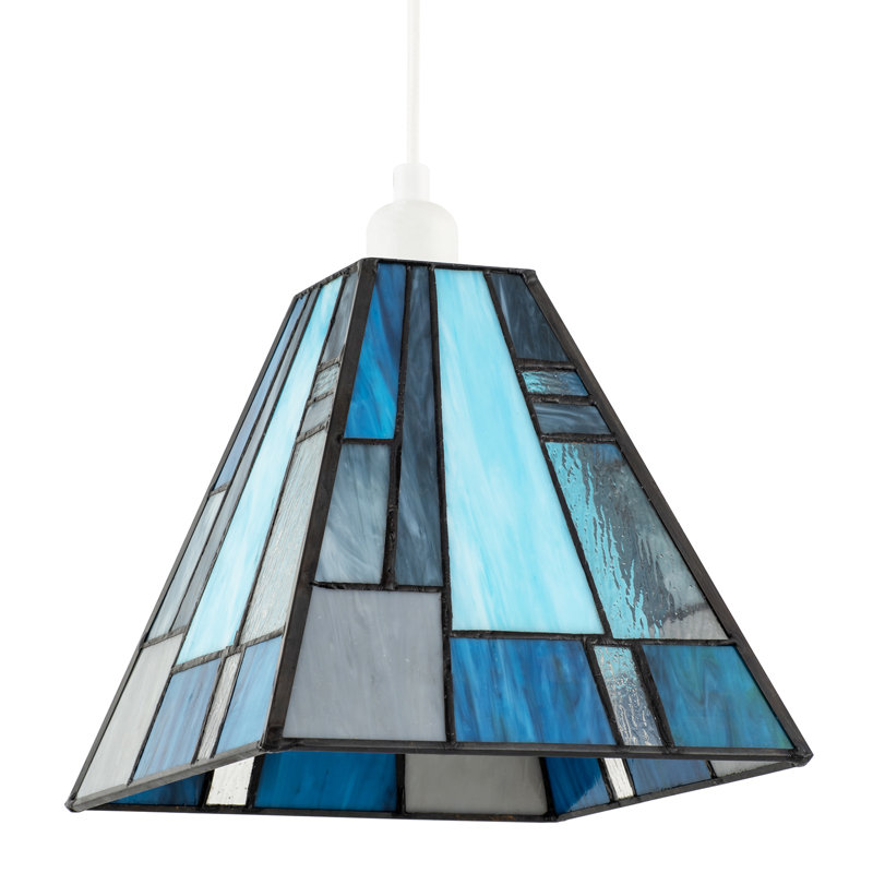 18cm H Glass Square Pendant Shade ( Screw On ), Blue