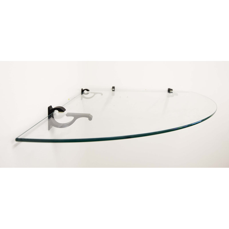 Daesean Glass Corner Shelf, Black, 3" H x 30" W x 30" D