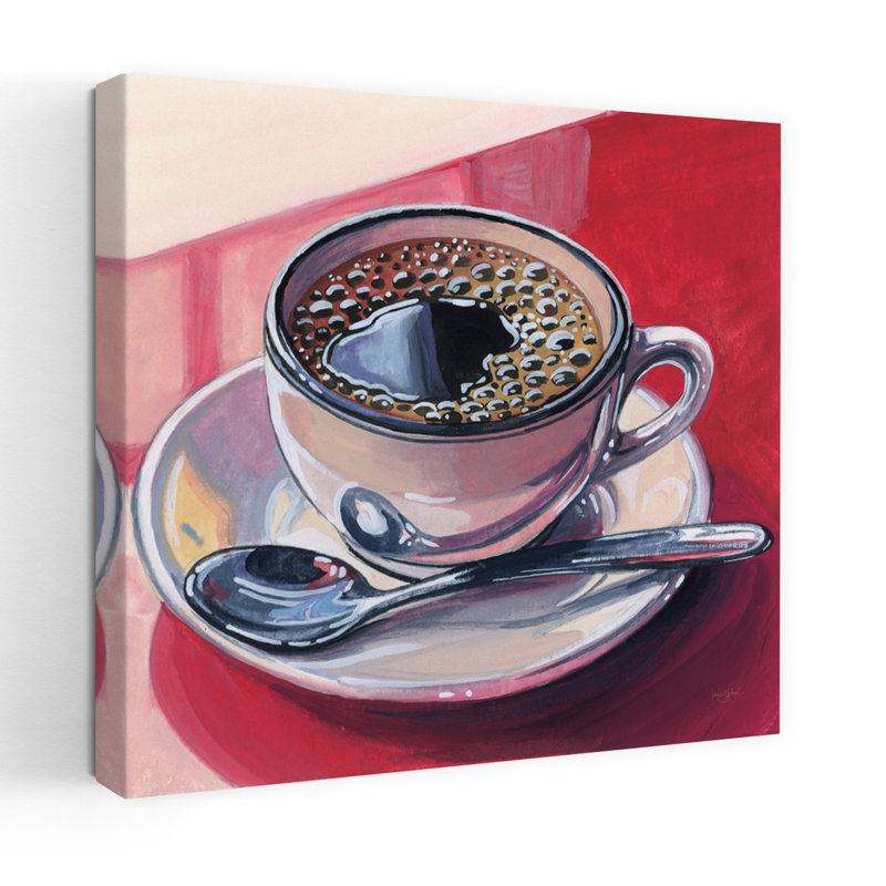 Café noir sur un comptoir, art contemporain, H 36 po x l 36 po