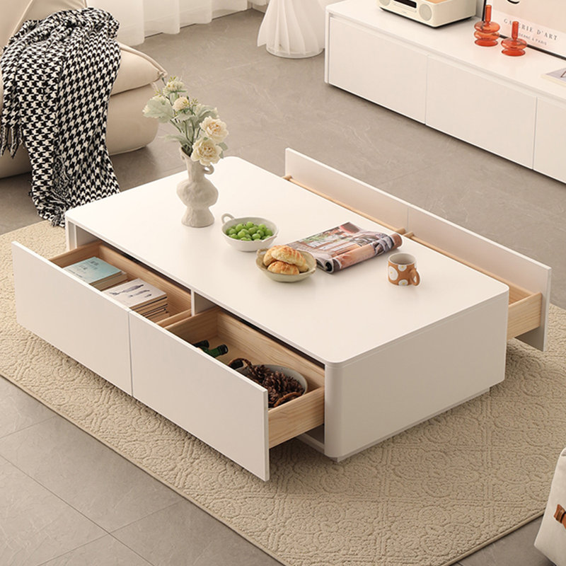Table basse moderne simple de style crème, H 13,77 po x l 51,18 po x P 27,55 po