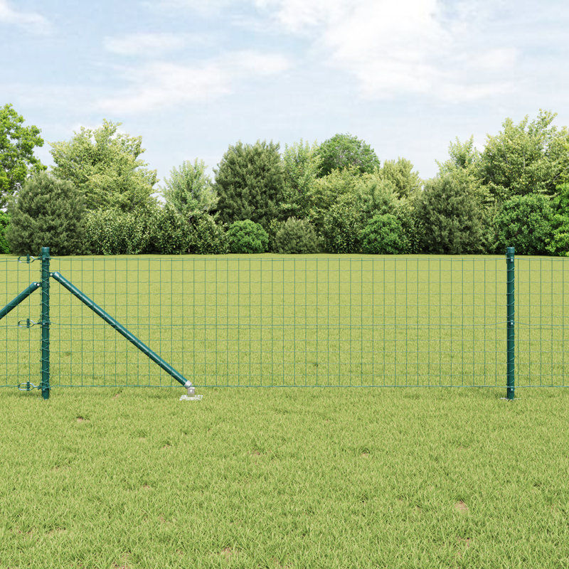 Fence Posts With Spike 13 Pcs Diameter32 Mm Galvanised Steel, 60cm H x 3.2cm W, Green