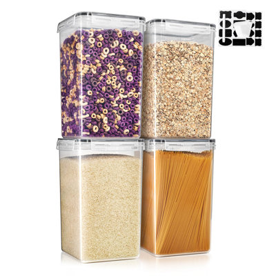 Sorbus Airtight Food Storage Containers with Locking Lids, Measuring Cups & Labels - 4 Pack (6.5L/219.79 Oz)