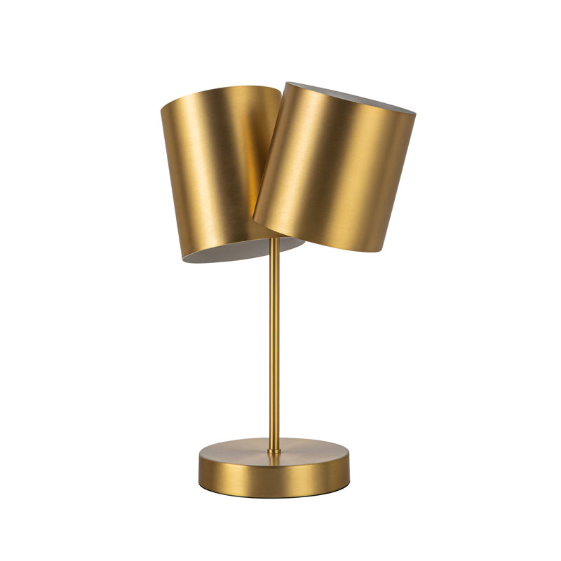 Lampe de table moderne 14 po 2 lumières Keiko, Or brossé