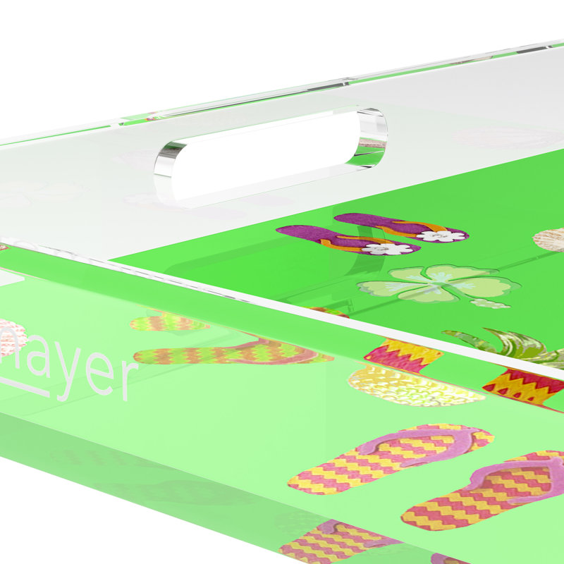 Winter in Florida Acrylic Square Decorative Tray, 12"W x 12"D x 2"H, Bright Green