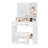 Dressing Table with Adjustable LED Lights, Rechargeable AC Socket and USB Port, Vanity Makeup with Soft Dressing Stool, 2 Drawers, Open Organisers, for Bedroom, Cloakroom