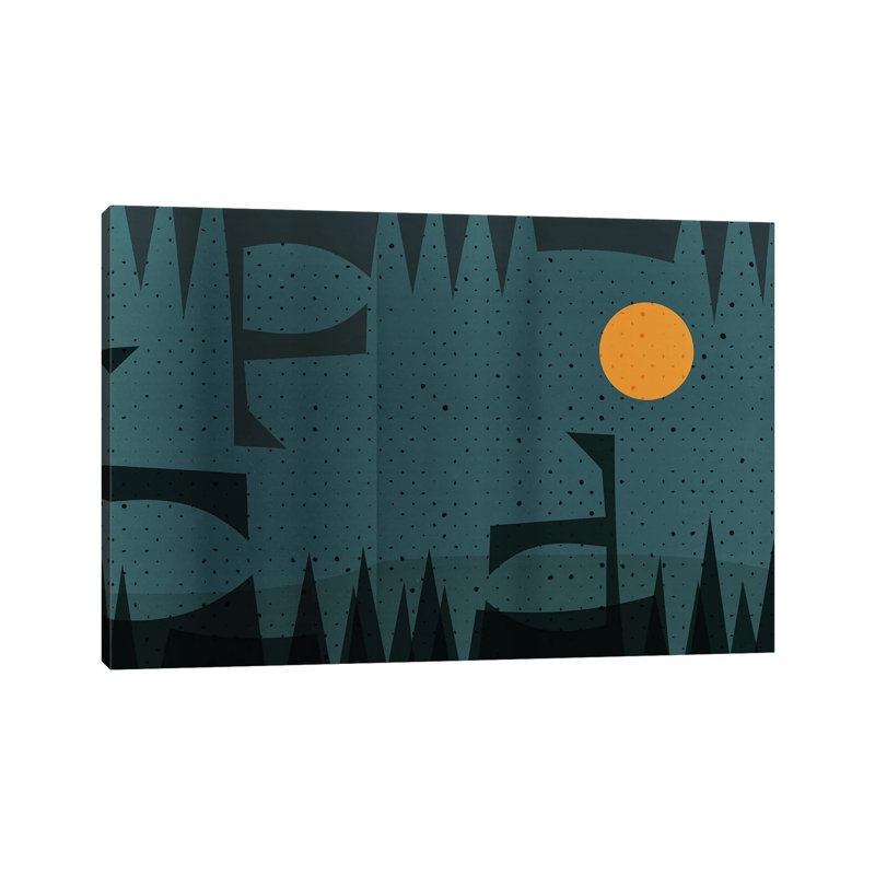Abstract Geometric And Yellow Moon Landscape by Emmanuel Signorino - Wrapped Canvas Print, 101.6 cm H x 66.04 cm W