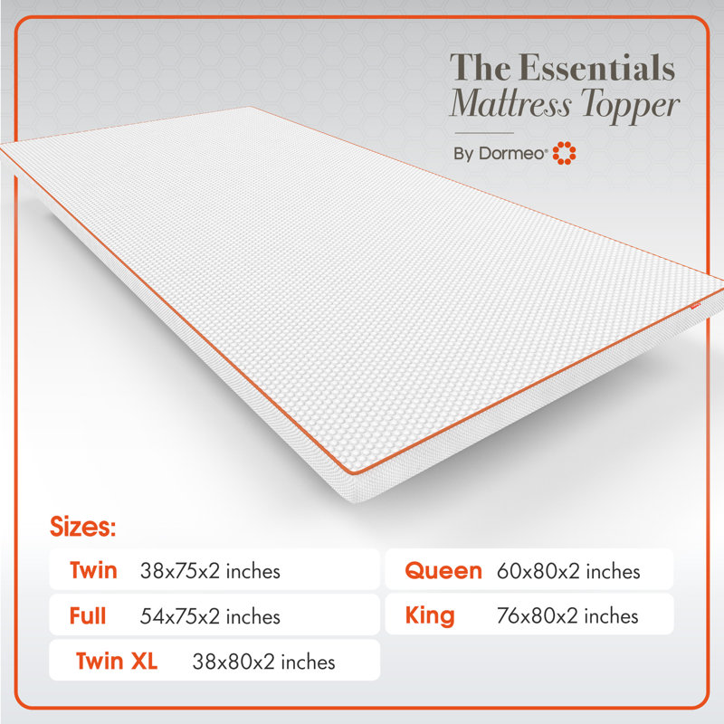 Surmatelas Dormeo The Essentials 2 pouces avec technologie Octacell, confort moelleux, couche de mousse respirante et rafraîchissante pour un meilleur sommeil