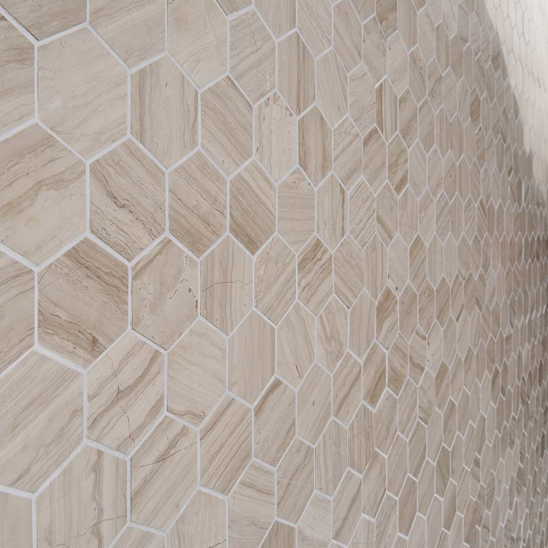 Wooden 2" Hexagon Polished Marble Mosaic Tile