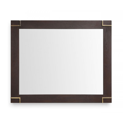 33" Brown and Gold Wood Framed Accent Mirror