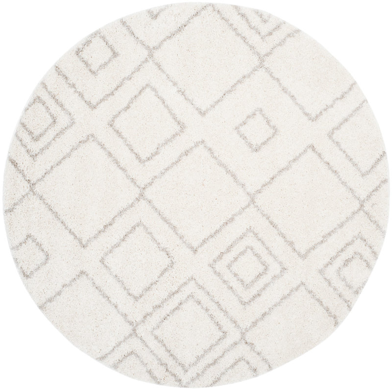 Develin Performance Geometric Rug, Round 6'7", Ivory/Beige