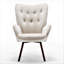 Fauteuil à oreilles de style Mid-Century moderne, fauteuil capitonné en tissu de polyester avec pieds évasés en bois massif pour le bureau de la chambre à coucher et du salon-2063822583
