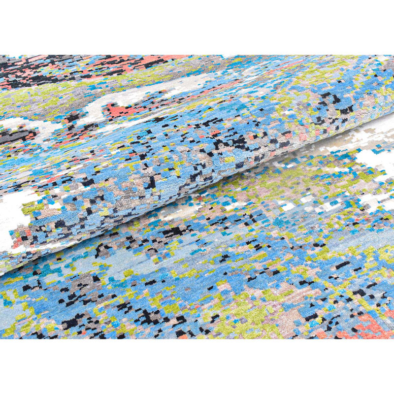 Hand Woven Wool Abstract Area Rug, Rectangle 5' x 8'